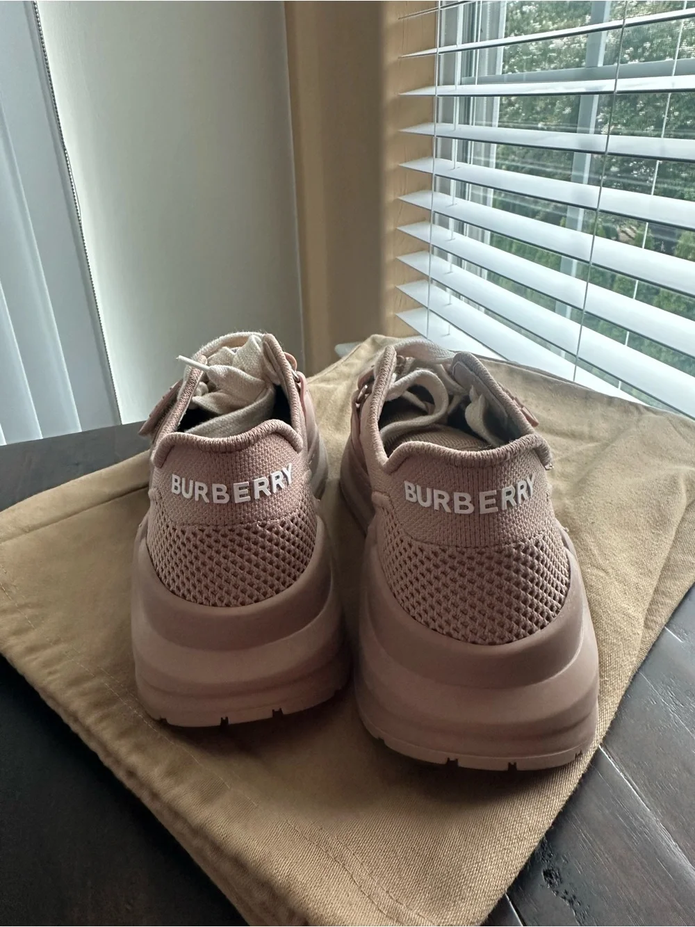 Burberry Beige/Tan Knit Lace-Up Sneakers